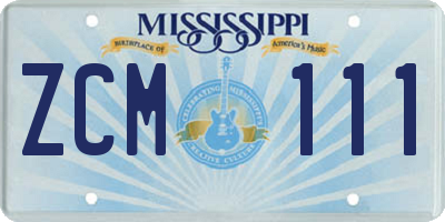 MS license plate ZCM111