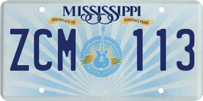 MS license plate ZCM113