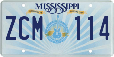 MS license plate ZCM114