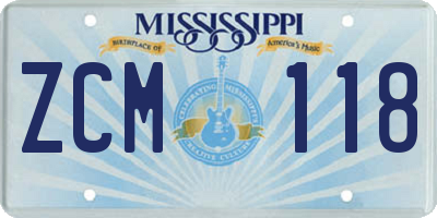 MS license plate ZCM118