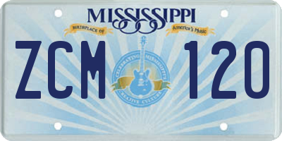 MS license plate ZCM120