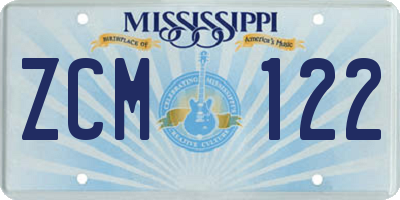MS license plate ZCM122