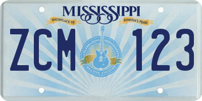 MS license plate ZCM123