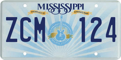 MS license plate ZCM124