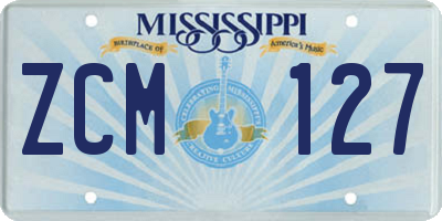 MS license plate ZCM127
