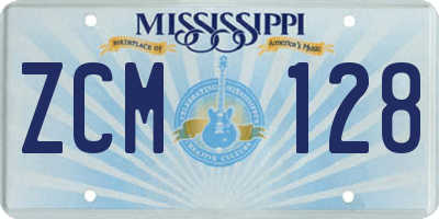 MS license plate ZCM128