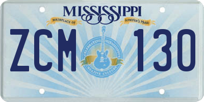 MS license plate ZCM130