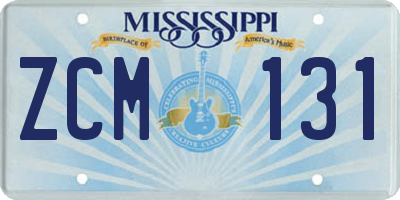 MS license plate ZCM131