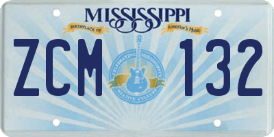 MS license plate ZCM132