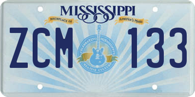 MS license plate ZCM133