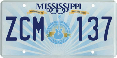 MS license plate ZCM137
