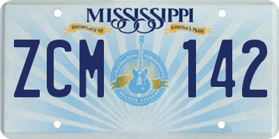 MS license plate ZCM142