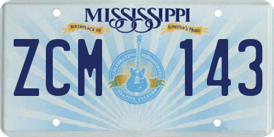 MS license plate ZCM143