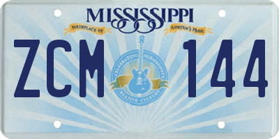 MS license plate ZCM144