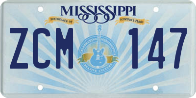 MS license plate ZCM147