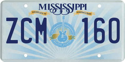 MS license plate ZCM160