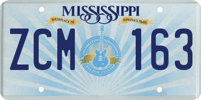 MS license plate ZCM163