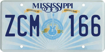 MS license plate ZCM166