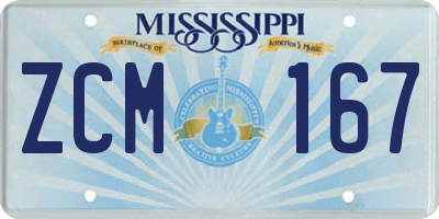 MS license plate ZCM167