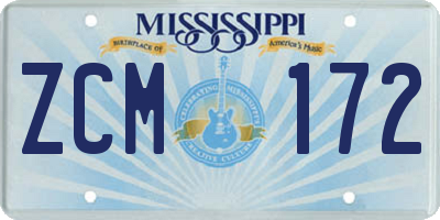MS license plate ZCM172