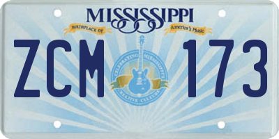 MS license plate ZCM173