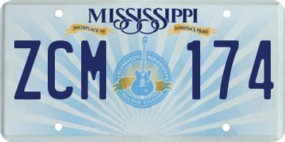 MS license plate ZCM174