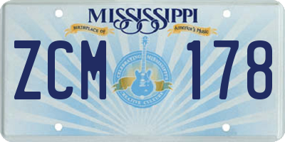 MS license plate ZCM178