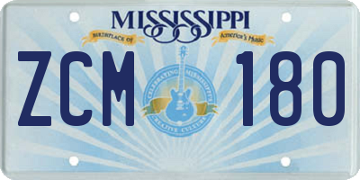 MS license plate ZCM180