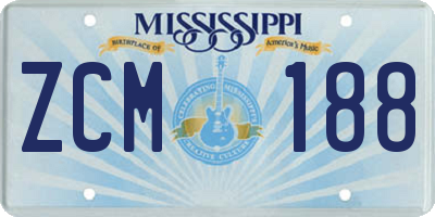 MS license plate ZCM188