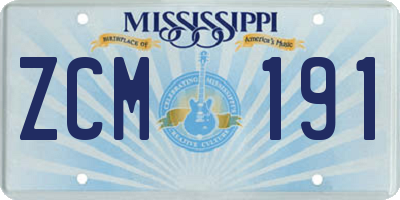 MS license plate ZCM191