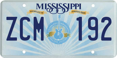 MS license plate ZCM192