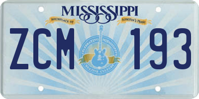 MS license plate ZCM193