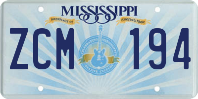 MS license plate ZCM194