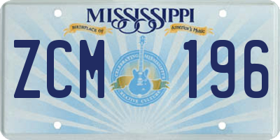 MS license plate ZCM196