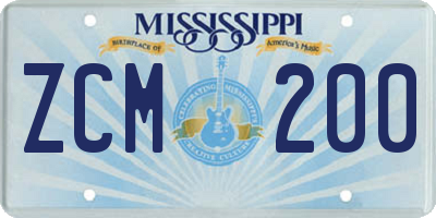 MS license plate ZCM200