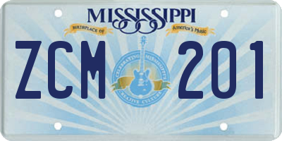 MS license plate ZCM201