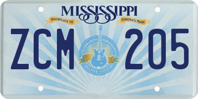 MS license plate ZCM205