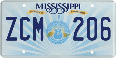 MS license plate ZCM206