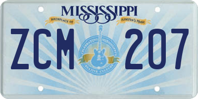 MS license plate ZCM207