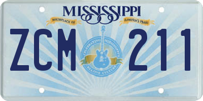 MS license plate ZCM211