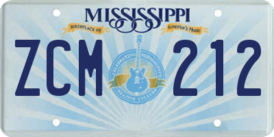 MS license plate ZCM212