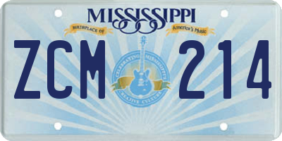 MS license plate ZCM214