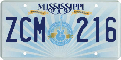 MS license plate ZCM216