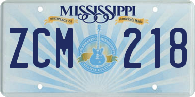 MS license plate ZCM218