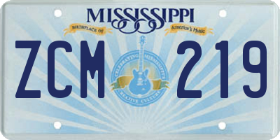 MS license plate ZCM219