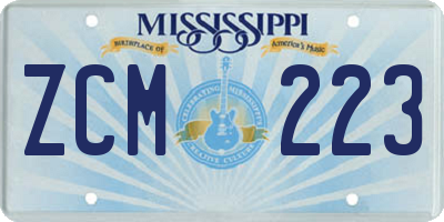 MS license plate ZCM223