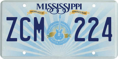 MS license plate ZCM224