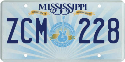 MS license plate ZCM228