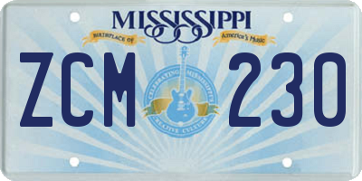 MS license plate ZCM230