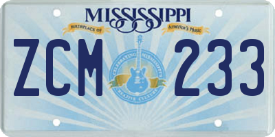 MS license plate ZCM233